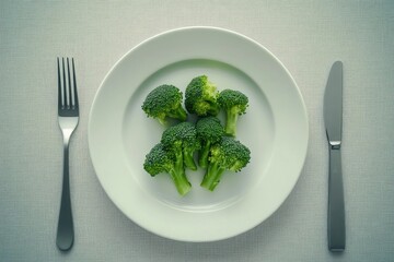 Poster - Healthy Meal: Broccoli Flat Lay with Kitchen Background