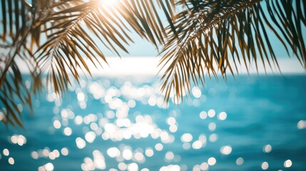 Poster - Close-Up of Palm Fronds Shimmering in Sunshine