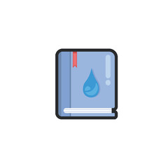 water book in outline flat vector design.