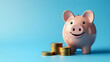 © Siasart Studio - A cheerful piggy bank with coins, symbolizing savings and finance.