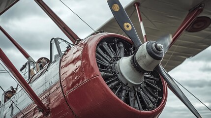 white red biplane aeronautic air aircraft aeroplane show antique army aviation cockpit flight gun machine old open pilot plane retro vintage propeller sky speed travel vehicle wheel