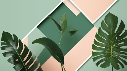 Wall Mural - geometric botanical aesthetic background