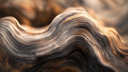 Wall Mural - Abstract close-up of textured, wavy wood patterns showcasing natural beauty and detail.