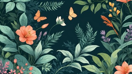 Wall Mural - botanical borders vector art background