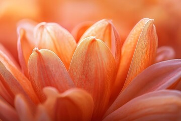 Canvas Print - Delicate Peach Flower Petals Macro Photography - Abstract Floral Background