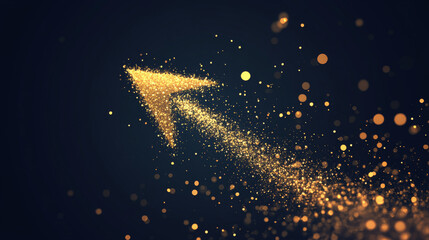 Poster - vector illustration of a low poly upward arrow with a golden dust effect. the design includes sparkl