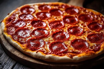 Wall Mural - Delicious Pepperoni Pizza Photo - Freshly Baked with Melted Cheese