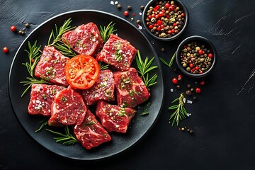 Canvas Print - Raw Beef Cubes Photo