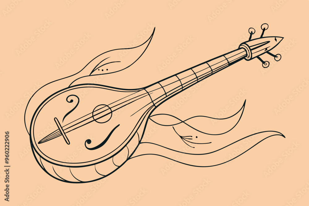 Surma one line color art. Continuous line drawing of music, wind ...