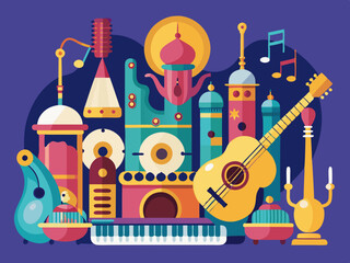 Wall Mural - Music themed background with Arabic instruments
