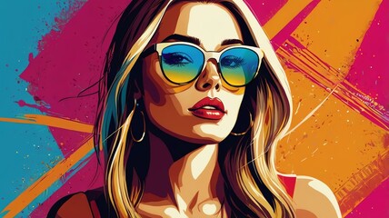 modern vector art of a confident young adult woman background