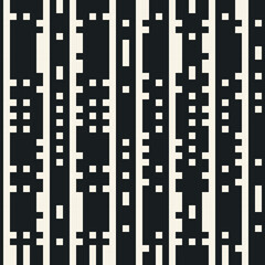 Wall Mural - Black And White Pixel Glitch Stripe Pattern