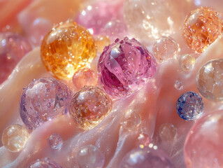 Wall Mural - Glass Balls on Pink Fabric.