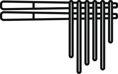 Wall Mural - Simple black and white vector illustration of chopsticks holding noodles, ideal for food and drink related projects