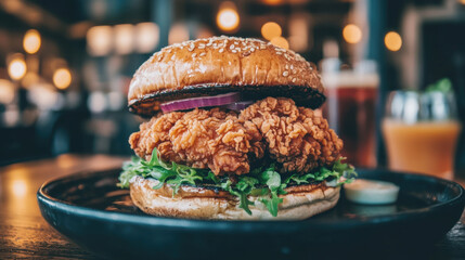 Wall Mural - Crispy Chicken Burger.