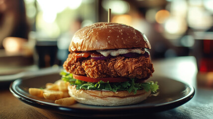 Wall Mural - Crispy Chicken Burger.