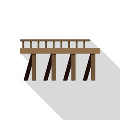 Poster - Simple icon of a wooden bridge with a long shadow on a white background