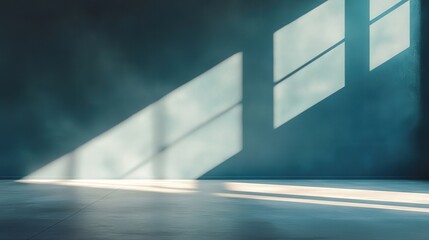 Wall Mural - Minimal AI-controlled lighting system dimming to save energy, soft natural light, large empty space around, copy space for stock photo with minimal concept, No logo, No Trademark, No text