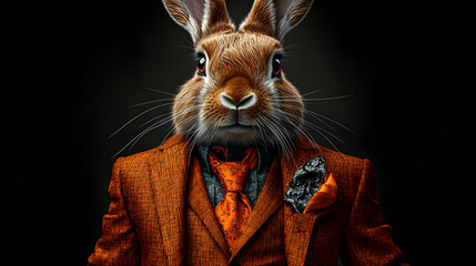 Wall Mural - A rabbit in a stylish suit, blending animal and fashion elements.