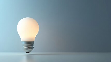 Wall Mural - single ai-powered energy-efficient light bulb on a clean white surface, minimal scene with ample bla