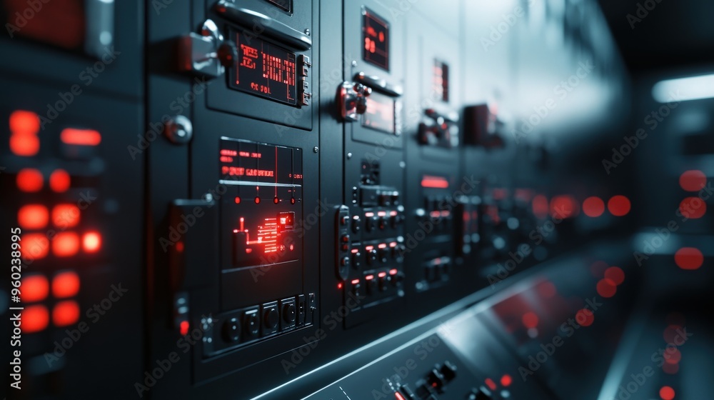 Control panel of an industrial low voltage switchgear system in a power ...