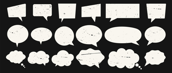 Vector set of speech bubbles with grunge texture. Vector illustration