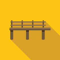 Sticker - Wooden pier with railing casting long shadow on yellow background