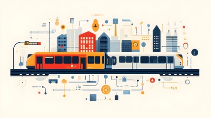 Wall Mural - flat design of a public transportation schedule with consistent typography and icons