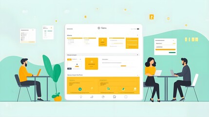 Wall Mural - a flat design of a conference app with clear session schedules and easy navigation