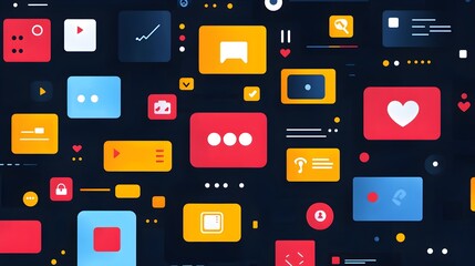 Wall Mural - a flat design of a social media app with functional, easy-to-access messaging features