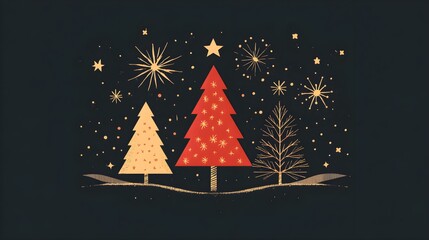 Wall Mural - flat design of a holiday greeting card with modern, sans-serif fonts
