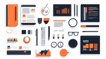 Wall Mural - a flat design of a corporate brochure with uniform typography and image styles