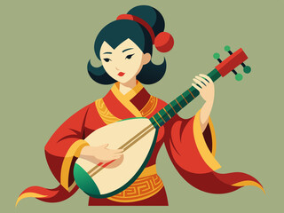 Wall Mural - Vector illustration of traditional chinese liuqin
