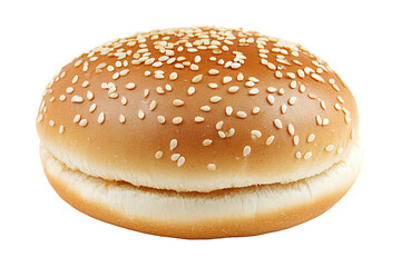 Burger bun with sesame seeds isolated on a transparent background