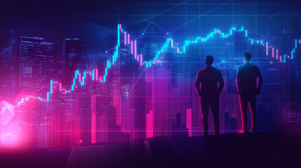 Business strategy focusing on investment growth and finance economy. Trader demonstrating a growing stock market. Represents progress towards success. Vector illustration with a fantastic design.