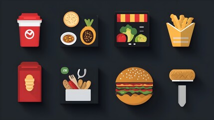 Wall Mural - a flat design of a digital library app with intuitive book search and organization