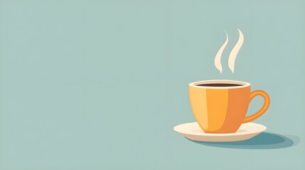 Wall Mural - flat design of a cup of tea with steam rising using clean lines