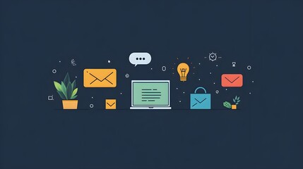 Wall Mural - a flat design of a minimalist email app with clear inbox organization and intuitive navigation