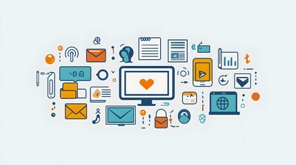 Wall Mural - a flat design of a digital portfolio with uniform typography and image styles