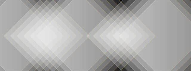 Fototapete - Abstract futuristic geometric background for web banner or print. Technology abstract background with silver metallic square shapes. Gray and white square diagonal line architecture 