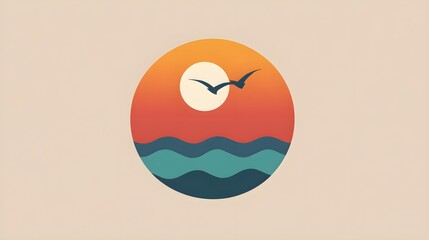Wall Mural - a flat design of a corporate logo that scales effectively for use on everything from letterheads to 