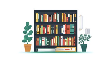 Wall Mural - a flat design of a digital library app with intuitive book search and organization