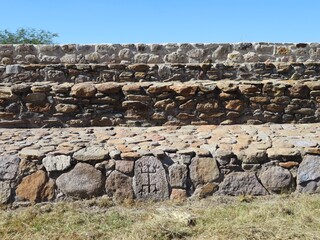 archeological zone with old signs in teocaltitan, mexico