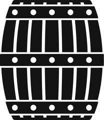 Sticker - Simple vector icon of a barrel lying on its side, typically used for storing and aging alcoholic beverages like beer, wine, or whiskey