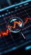 © Aamir - Magnifying glass over a stock market graph on a digital screen, symbolizing detailed analysis of credit ratings, financial performance