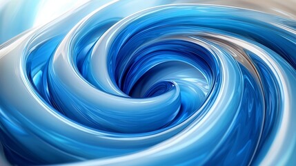 Aufkleber - Swirling blue waves create a mesmerizing pattern in abstract art, showcasing fluidity and movement against a neutral background