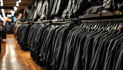 Dark fashion haven filled with an array of black clothing on display