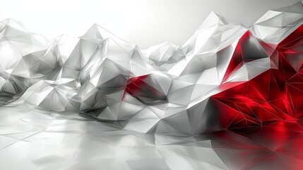 Poster - Abstract geometric landscape with sharp angles and vibrant red accents showcasing a modern design aesthetic