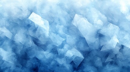 Aufkleber - abstract blue geometric pattern resembling crystalline structures in a cool, ethereal background