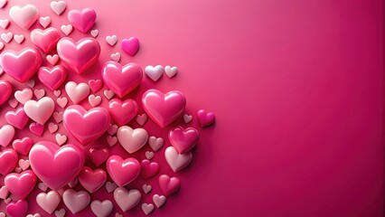 Wall Mural - Volumetric hearts on pink background for Valentine's Day celebration love